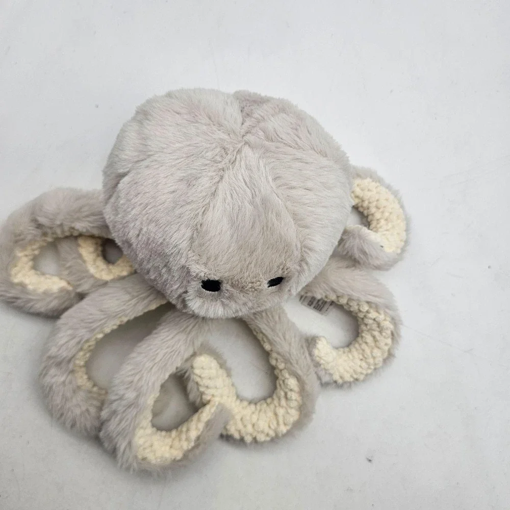 Apricot Lamb Octopus Plush Stuffed Animal Toy Small Gray Soft Washable Cute